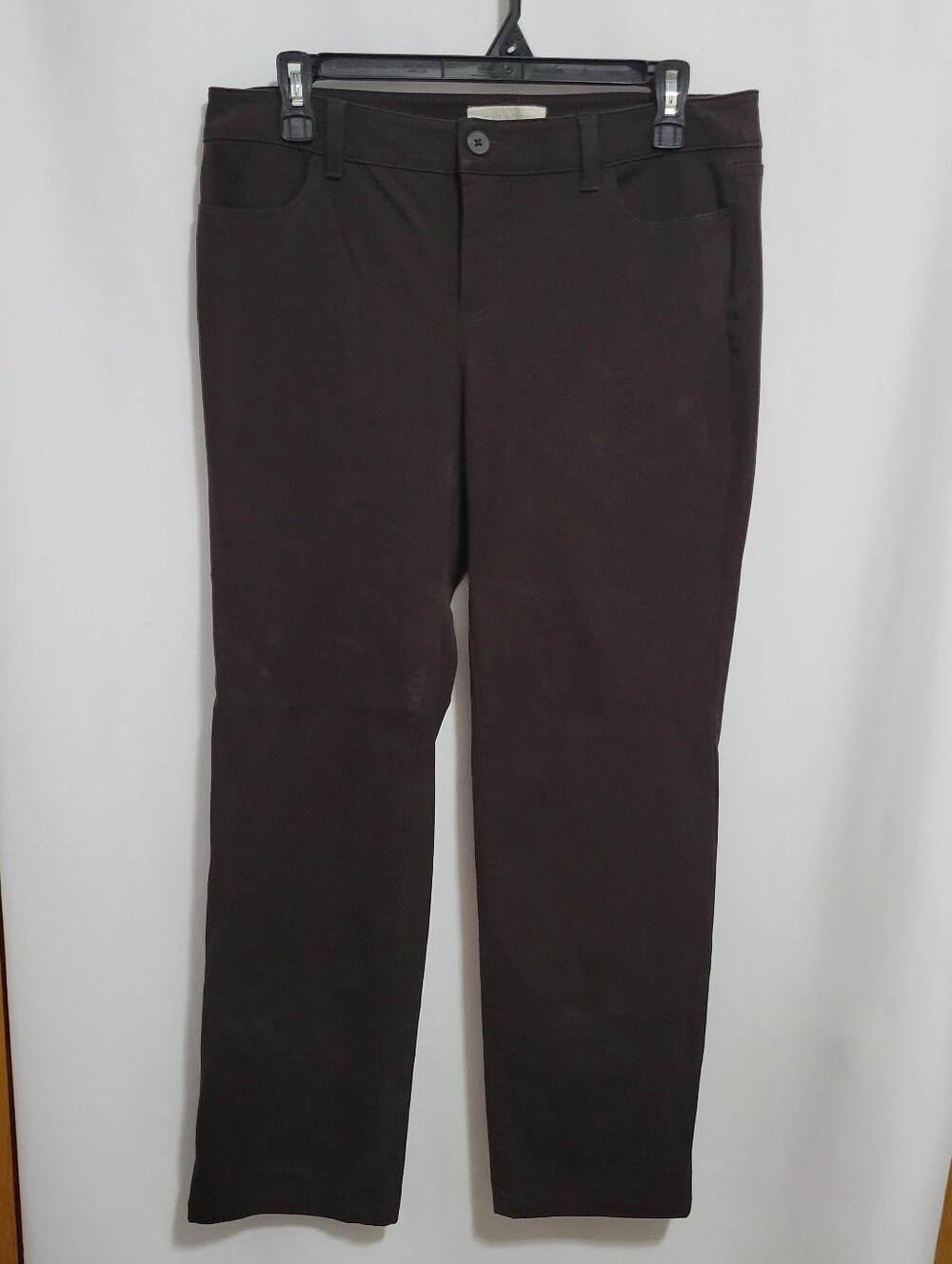 Talbots Petites Signature Dark Brown Straight Leg Pants, Size 10P
